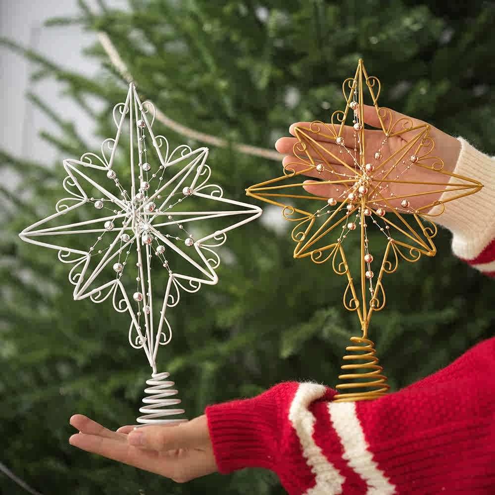 Star Tree Topper - 12,6 Zoll kreative LED-Leuchten Glitzer Weihnachtsbaum