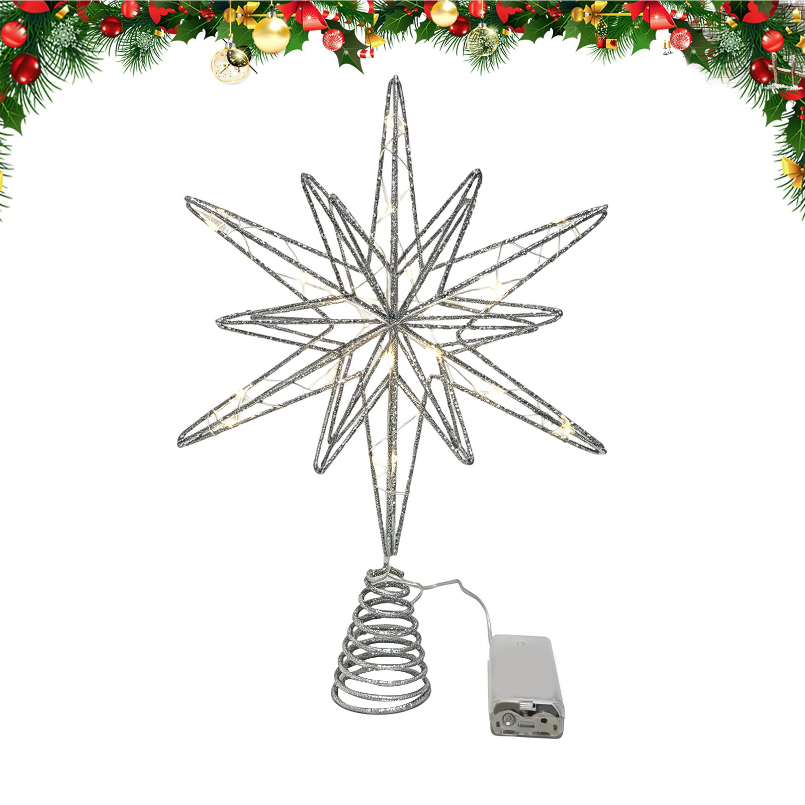 Star Tree Topper - Beleuchteter Stern-Baumspitzen-Dekor für Weihnachten, Festliche Baumspitzen-Dekoration