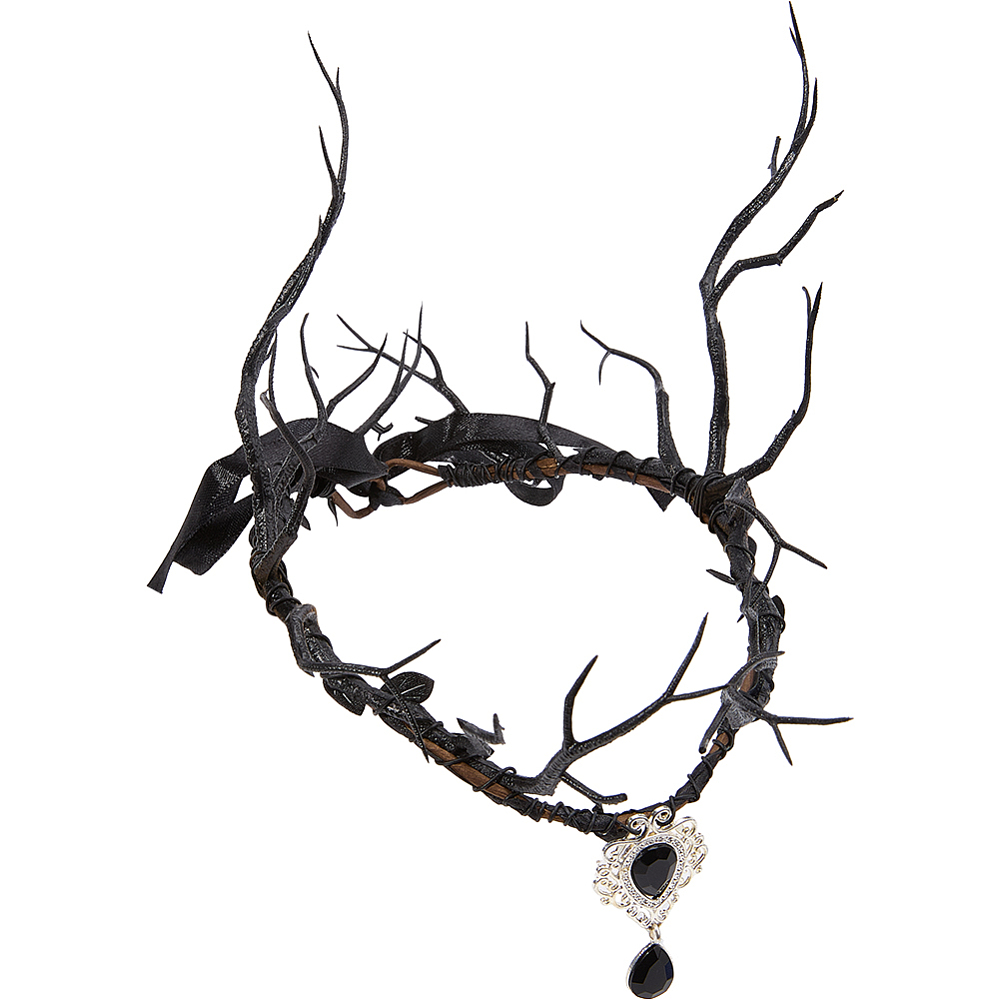 Reindeer Antlers Headband - Schwarzes Feenkopfband mit dunklen Rentiergeweihen, Elfen-Haarreif