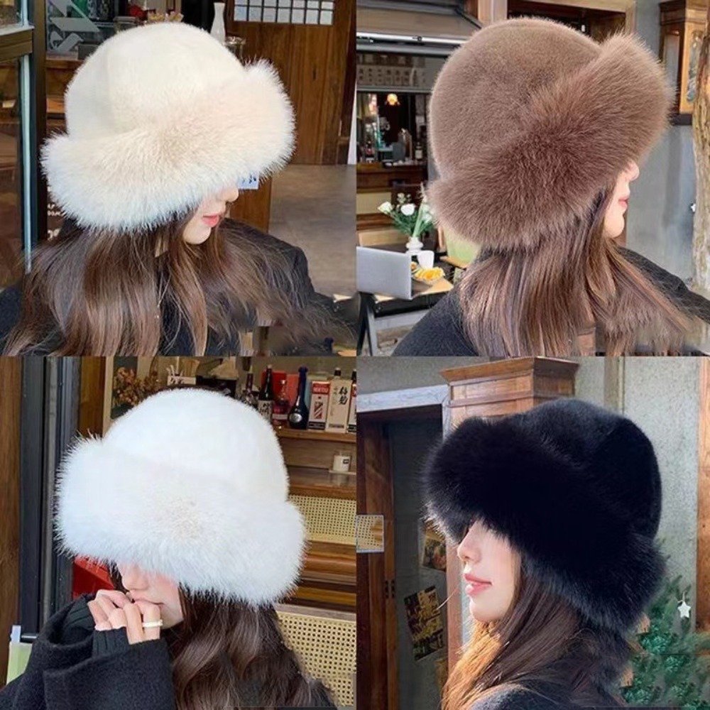 Santa Hat Plush - Flauschige Fellmütze für Damen, Plüsch-Winter-Fischermütze, warme