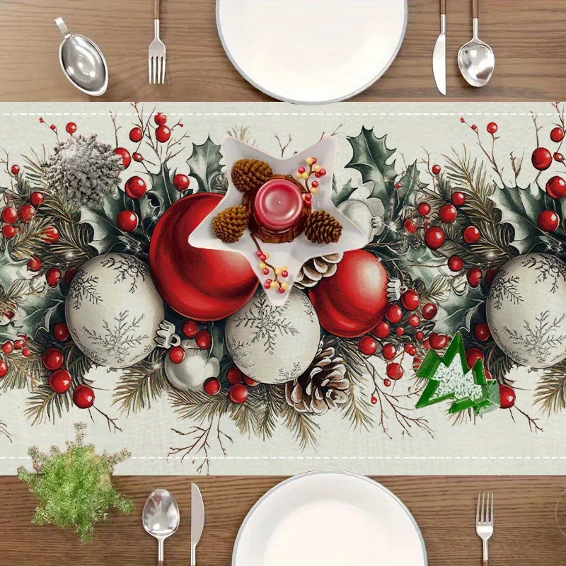 Weihnachtskugeln, Tannenzapfen – Christmas Table Runner Bewertung und Preis